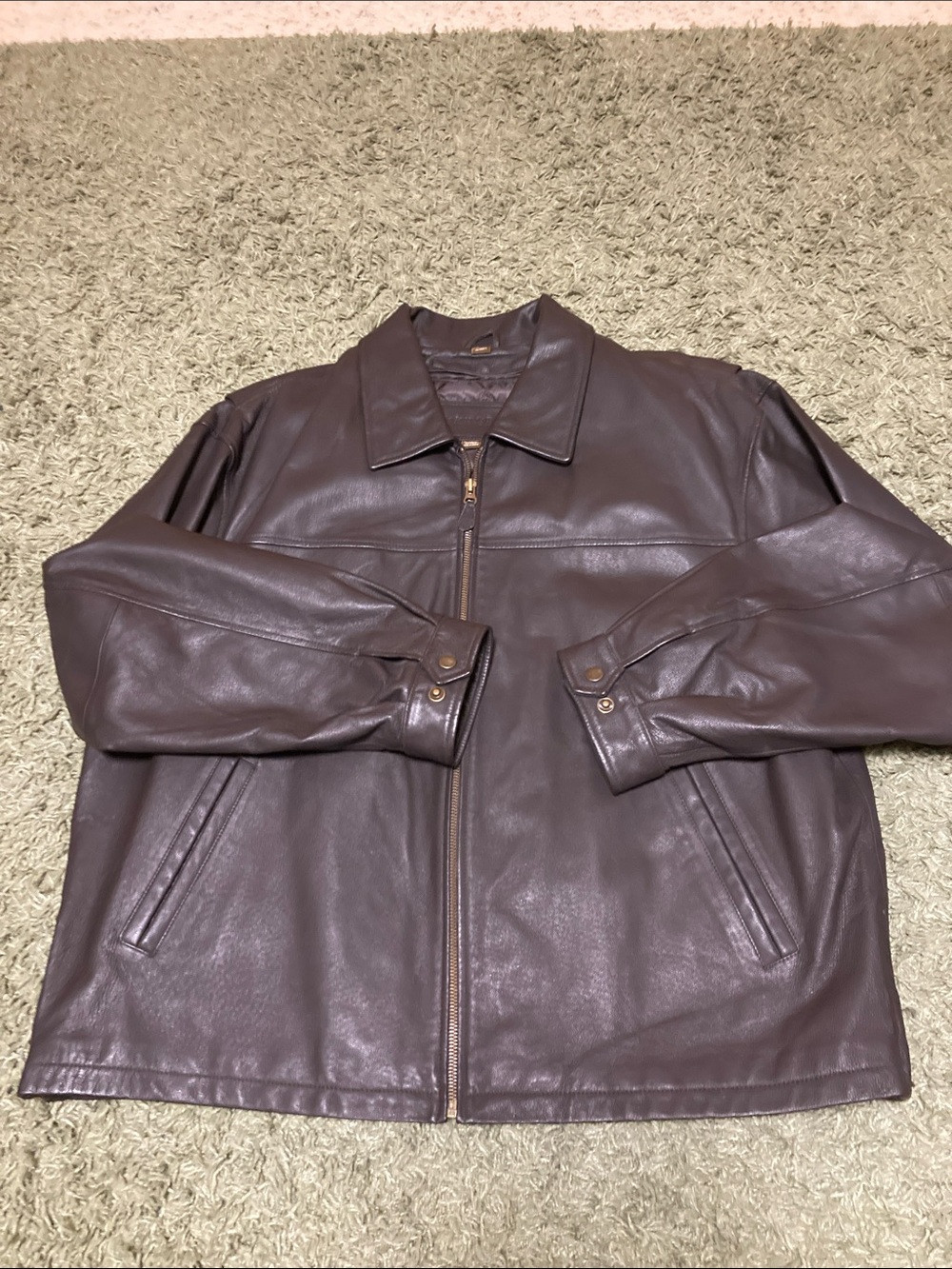 St. John's Bay Men's Dark Brown Lined Leather Jacket - Picture 2 of 10